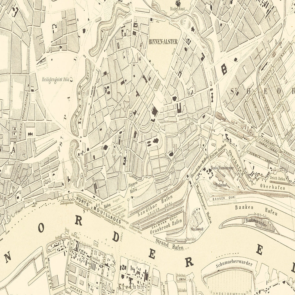 Vintage Map of Hamburg, Germany 1884