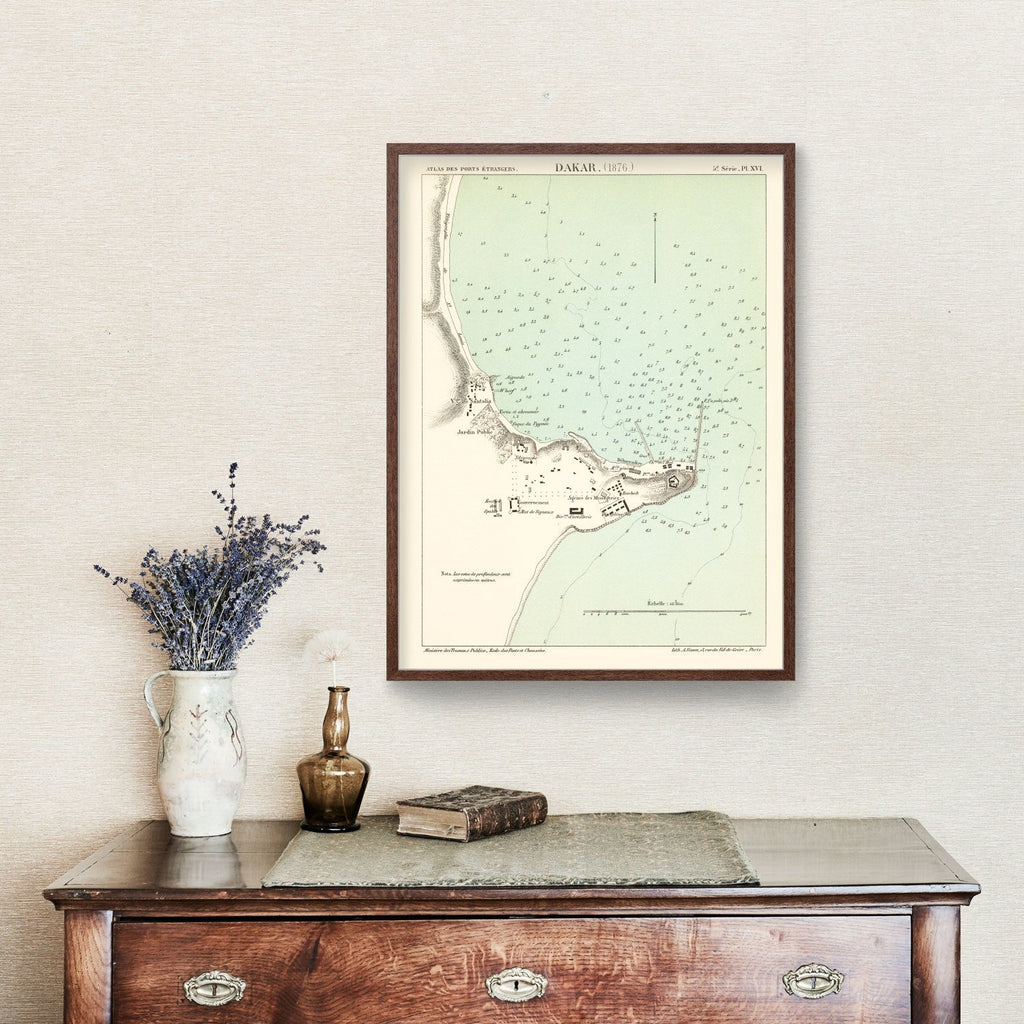 Vintage Map of Dakar, Senegal 1876