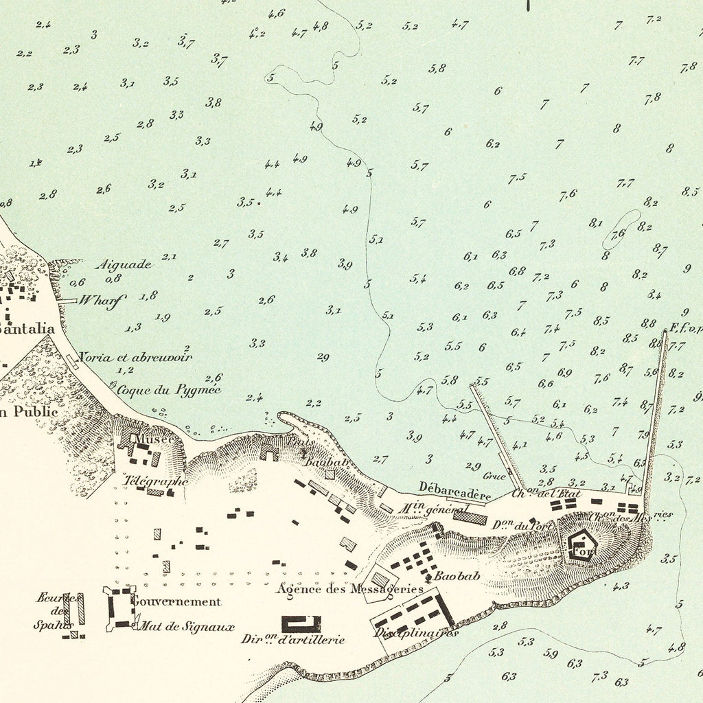Vintage Map of Dakar, Senegal 1876