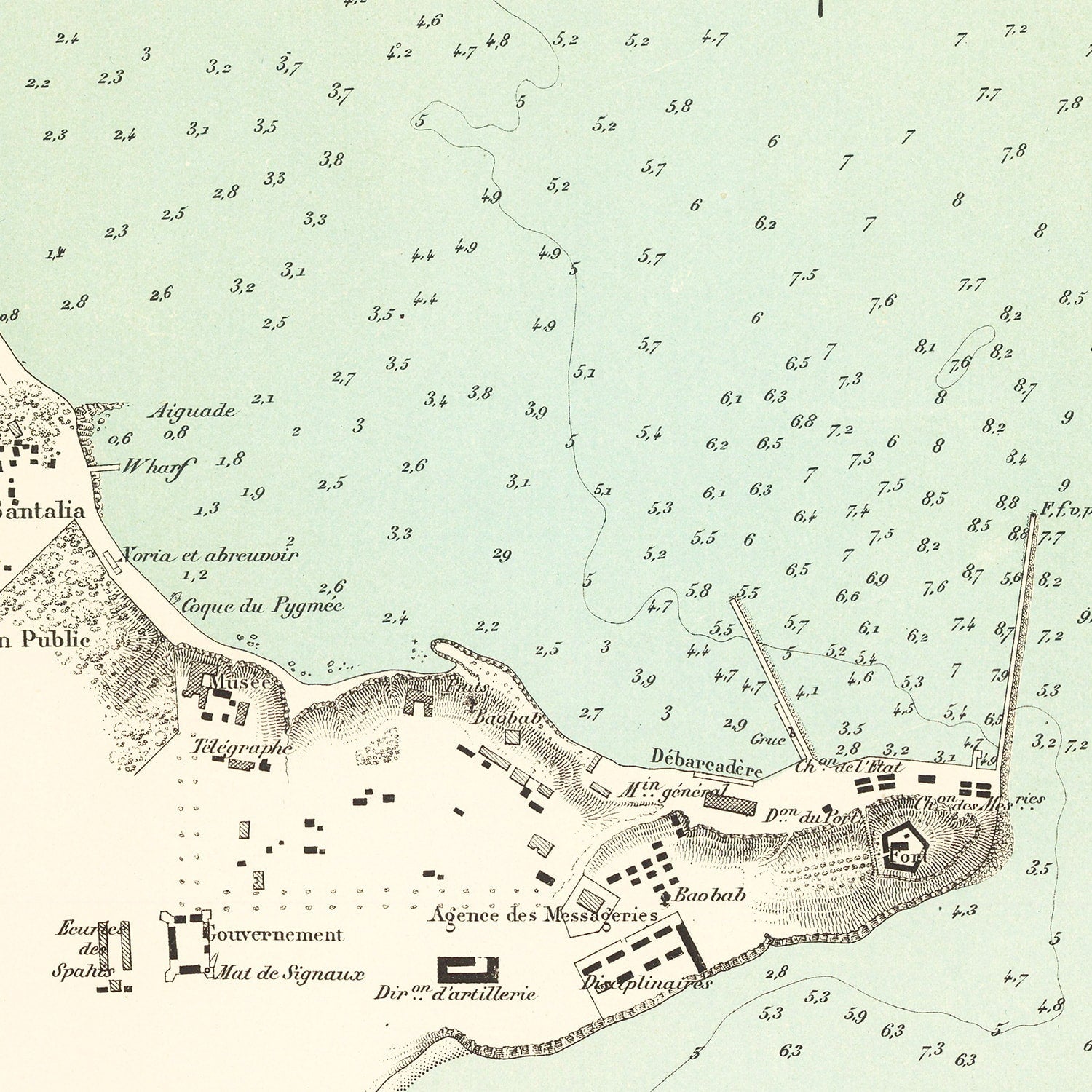 Vintage Map of Dakar, Senegal 1876