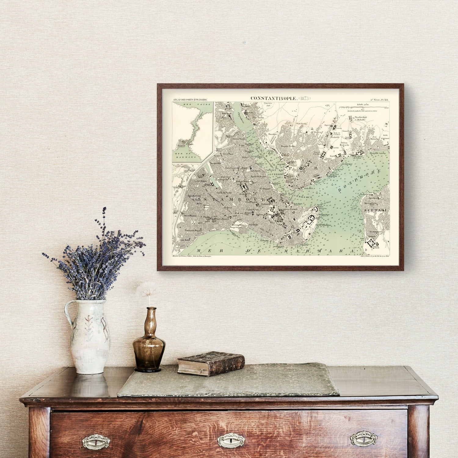 Vintage Map of Istanbul, Turkey 1873