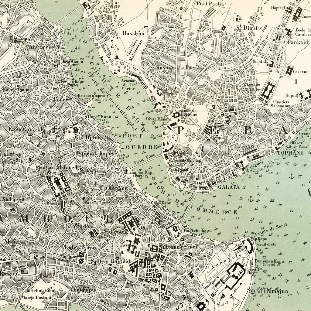 Vintage Map of Istanbul, Turkey 1873