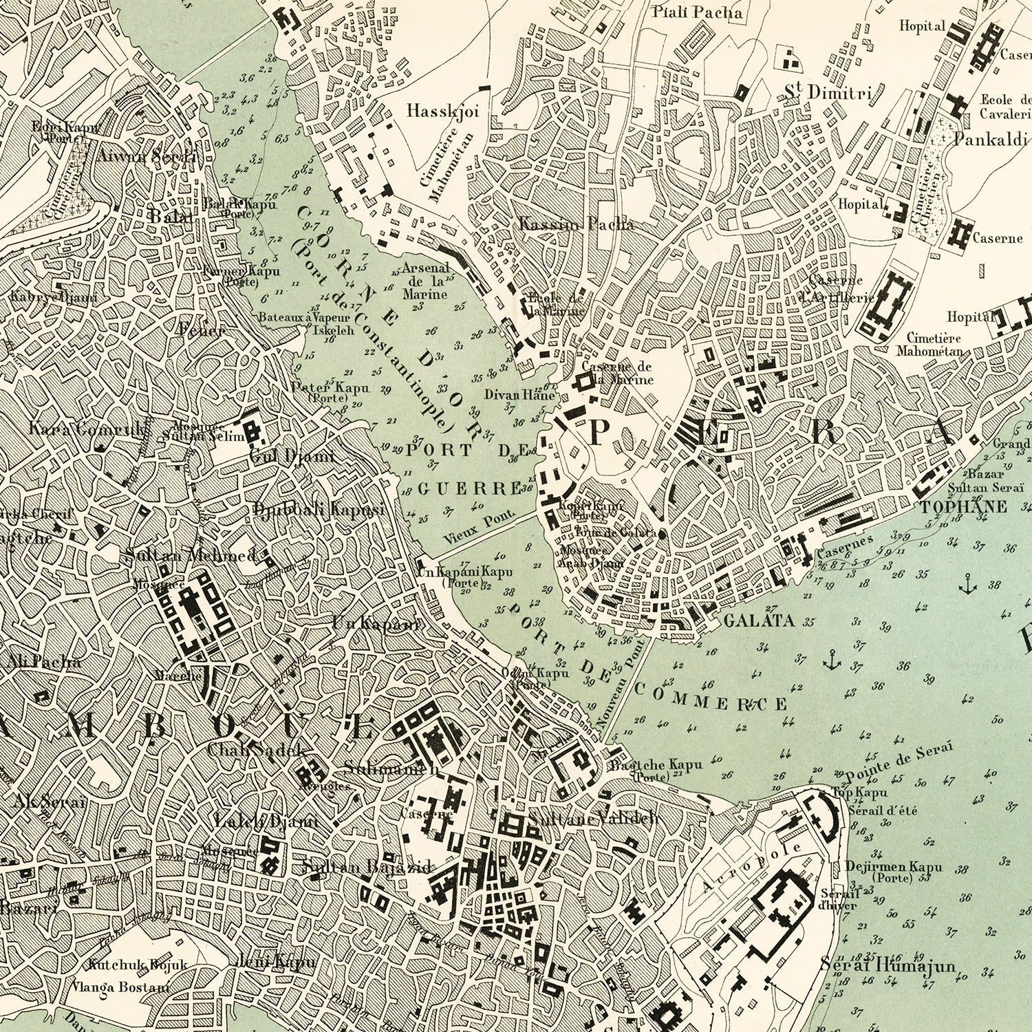 Vintage Map of Istanbul, Turkey 1873