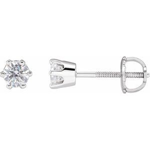 14K White Gold 4 mm Imitation White Cubic Zirconia Stud Earrings