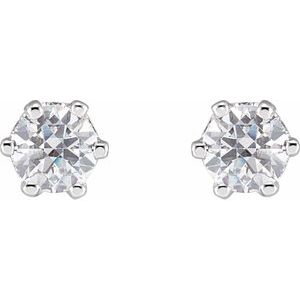 14K White Gold 4 mm Imitation White Cubic Zirconia Stud Earrings – image 2