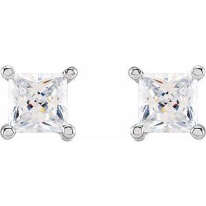 14K White Gold 4x4 mm Square Imitation White Cubic Zirconia Earrings – image 2