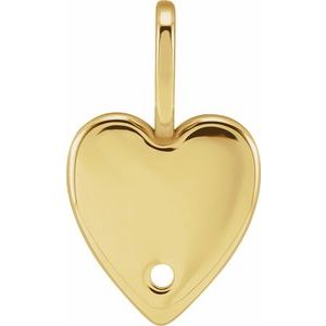 18K Yellow Gold 1.7 mm Round Engravable Heart Charm/Pendant Mounting