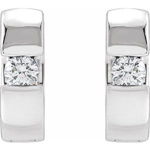 14K White Gold 1/4 CTW Natural Diamond 12 mm Hinged Huggie Hoop Earrings – image 2