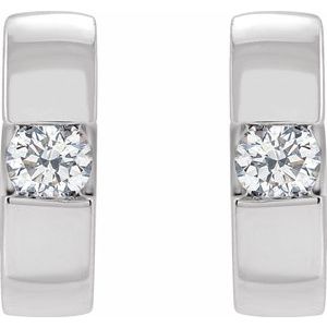 Sterling Silver 1/8 CTW Lab-Grown Diamond Hinged Huggie Hoop Earrings – image 2