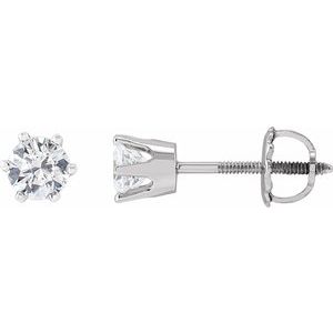 14K White Gold 4.4 mm Imitation White Cubic Zirconia Stud Earrings