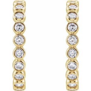14K Yellow Gold 3/8 CTW Lab-Grown Diamond 14 mm Hoop Earrings – image 2