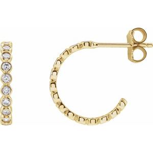 14K Yellow Gold 3/8 CTW Lab-Grown Diamond 14 mm Hoop Earrings