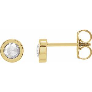 14K Yellow Gold 1/5 CTW Rose-Cut Natural Diamond Bezel-Set Earrings