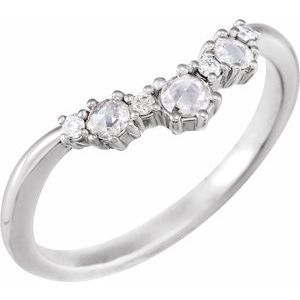 Platinum 1/5 CTW Natural Rose-Cut Diamond & Faceted Contour Band