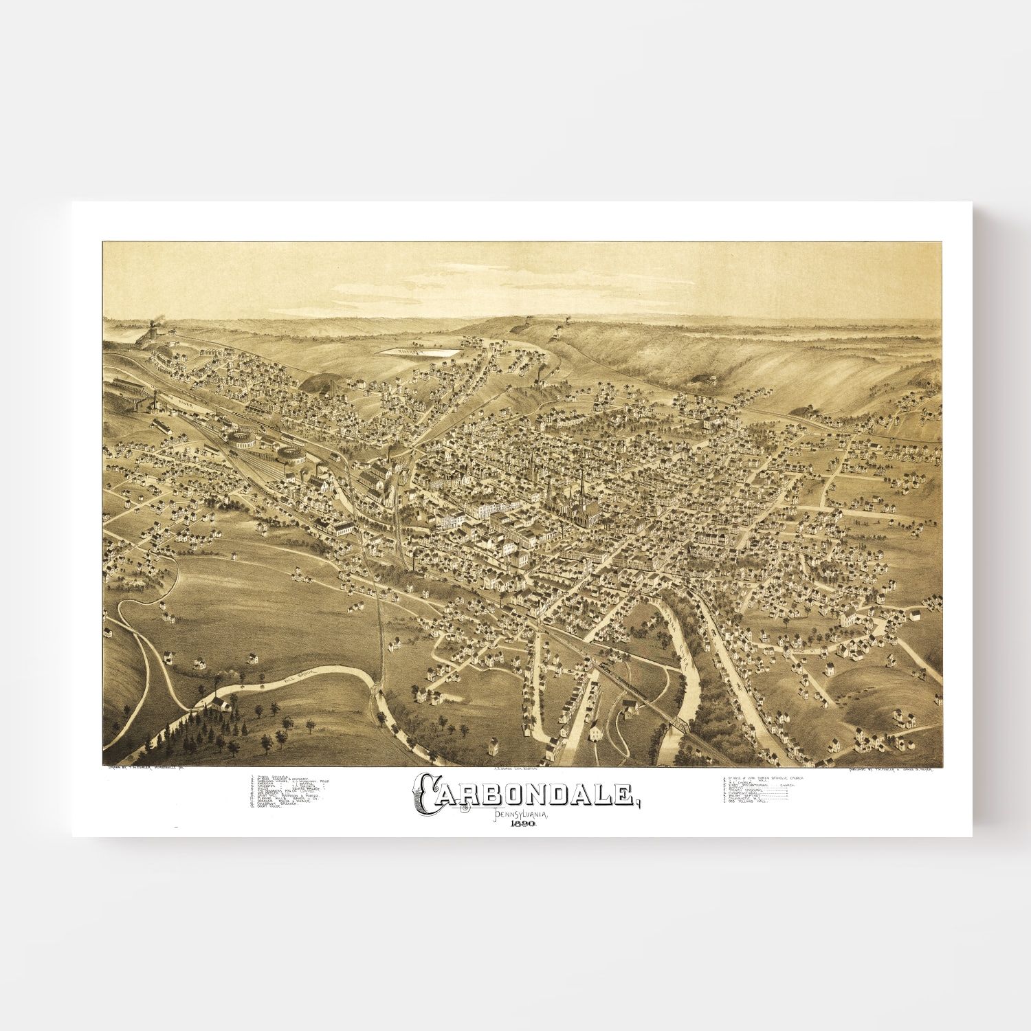 Vintage Map of Carbondale, Pennsylvania 1897