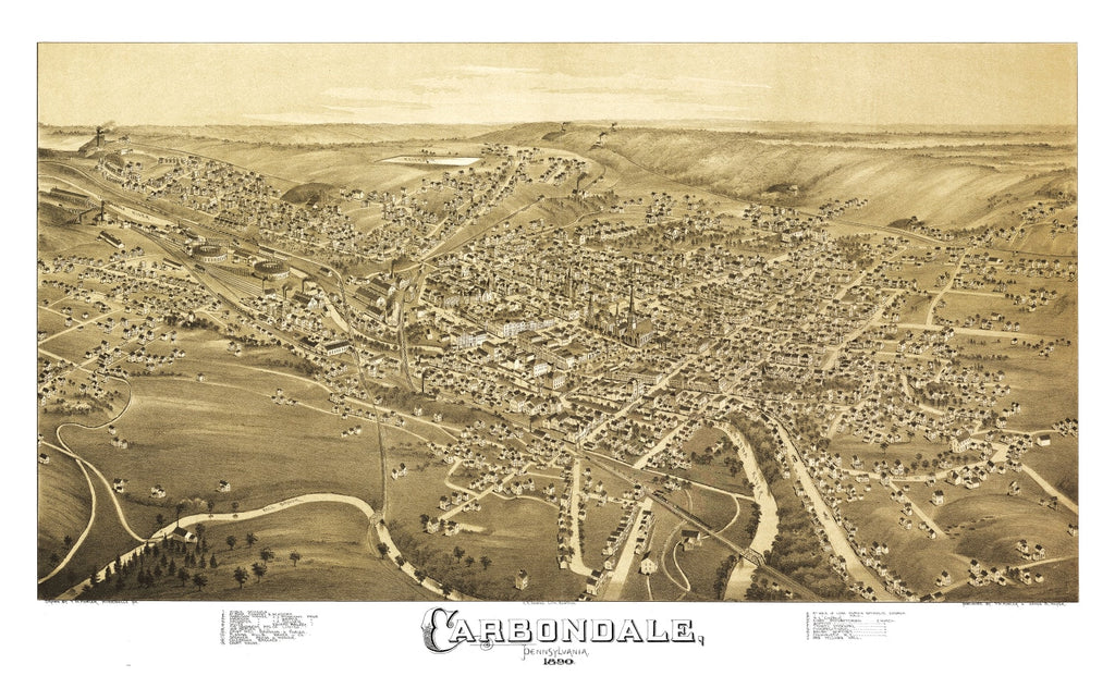 Vintage Map of Carbondale, Pennsylvania 1897