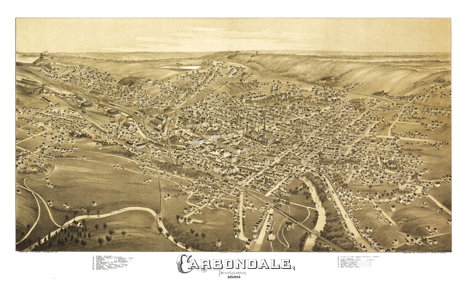 Vintage Map of Carbondale, Pennsylvania 1897