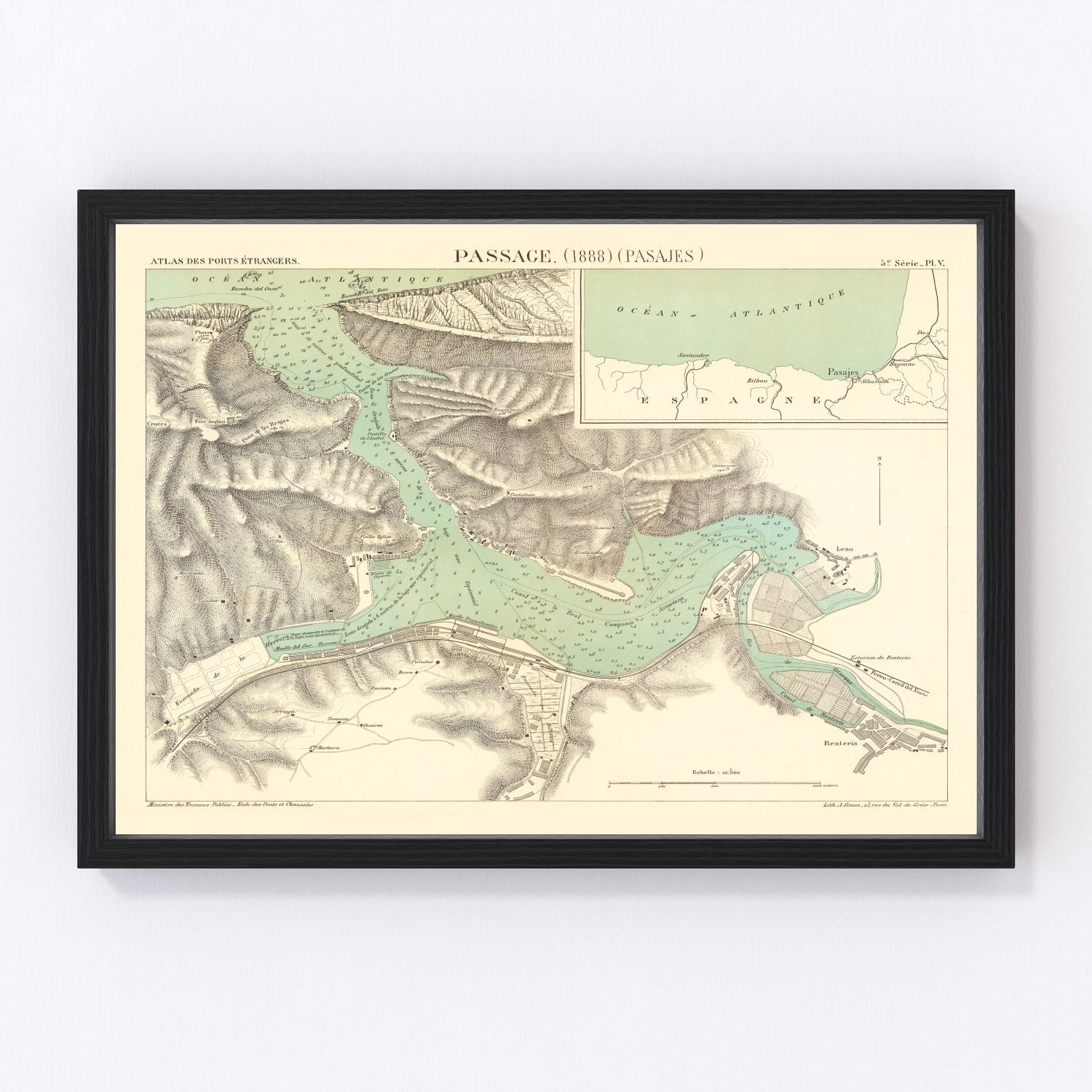 Vintage Map of Pasaia, Spain 1888