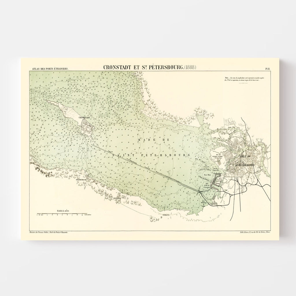 Vintage Map of Saint Petersburg, Russia 1888