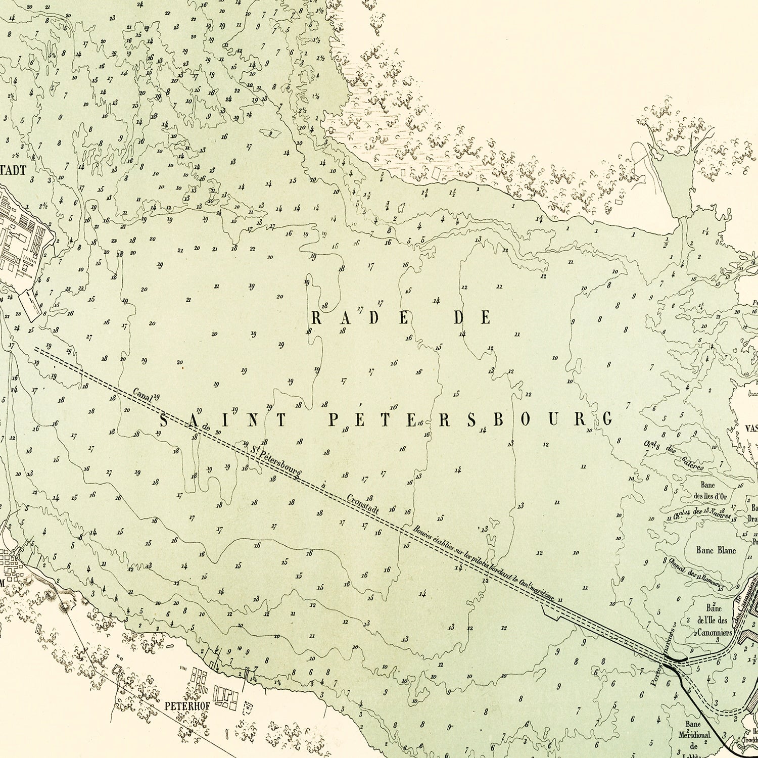 Vintage Map of Saint Petersburg, Russia 1888