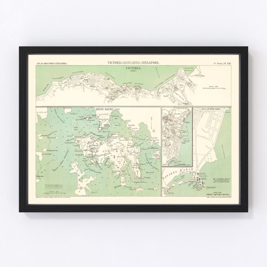 Vintage Map of Victoria, China 1866