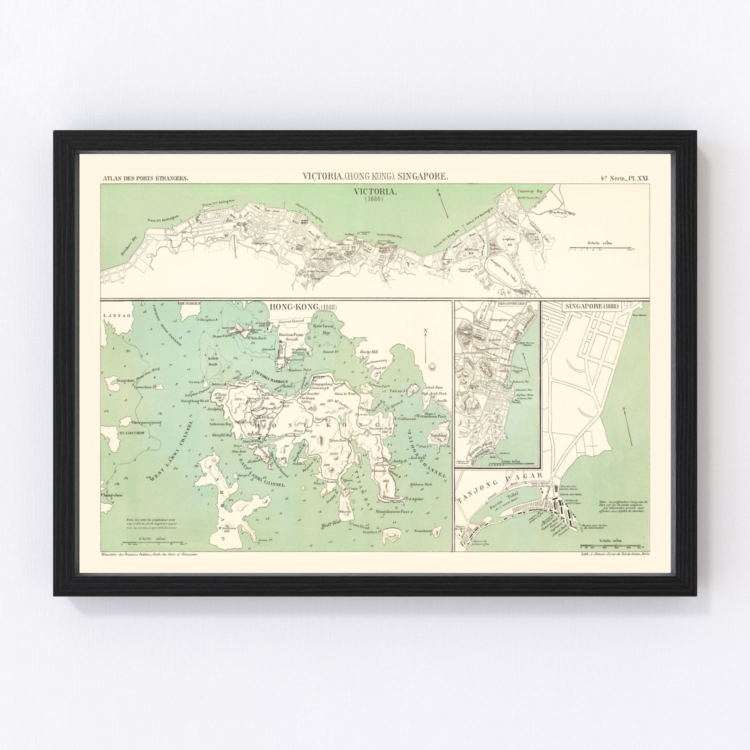 Vintage Map of Victoria, China 1866
