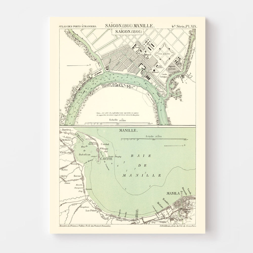 Vintage Map of Ho Chi Minh City, Vietnam 1866