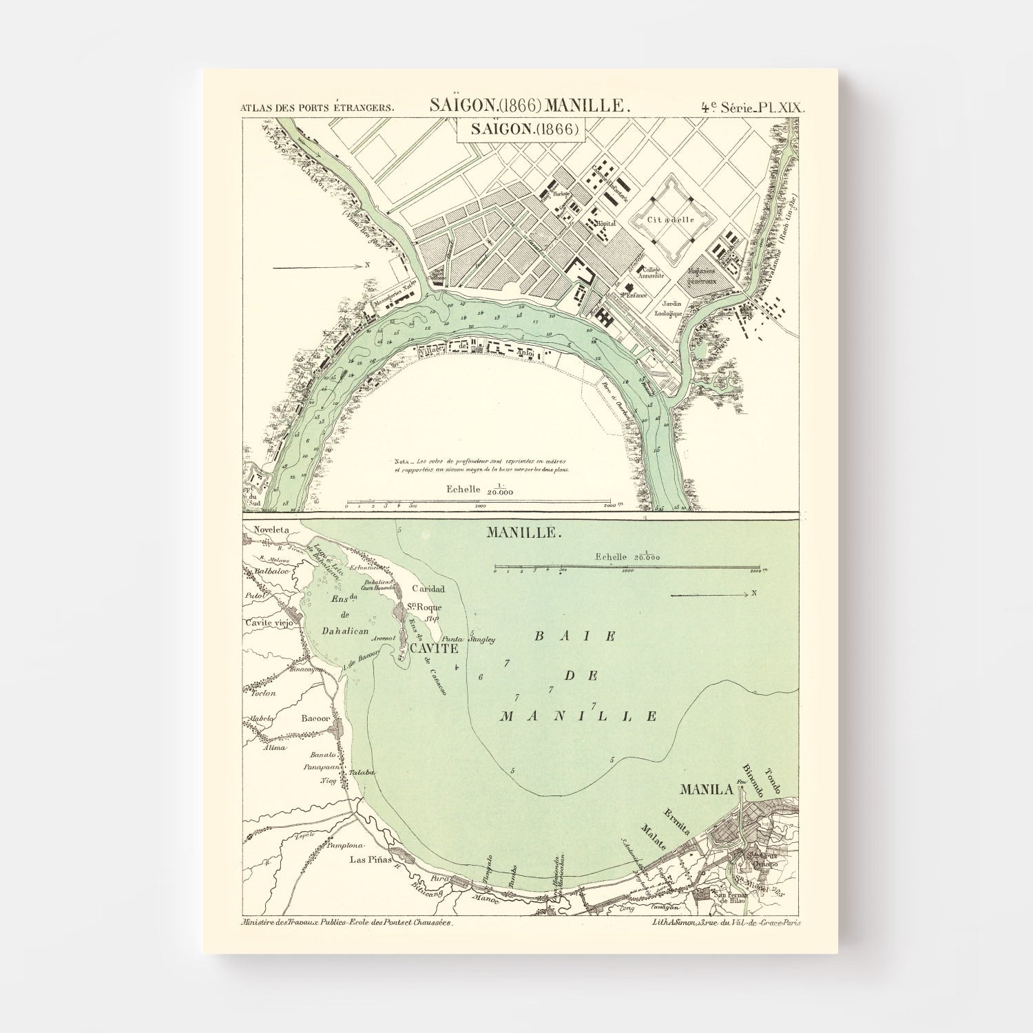 Vintage Map of Ho Chi Minh City, Vietnam 1866