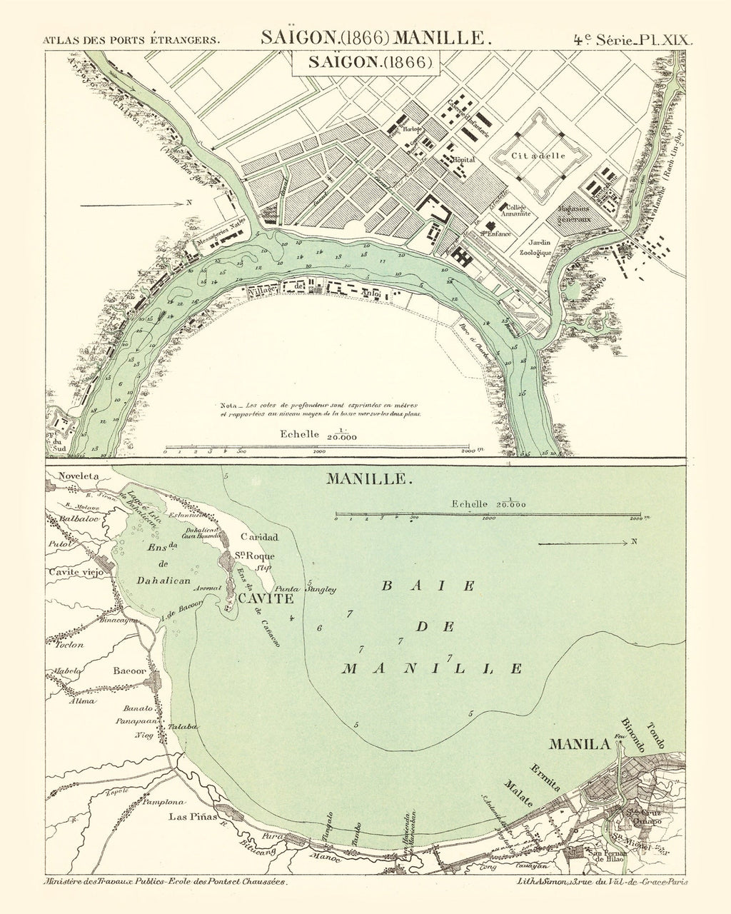 Vintage Map of Ho Chi Minh City, Vietnam 1866