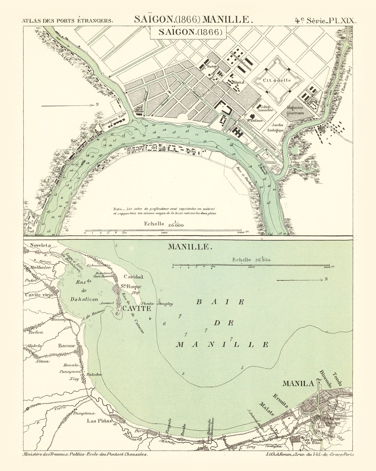 Vintage Map of Ho Chi Minh City, Vietnam 1866