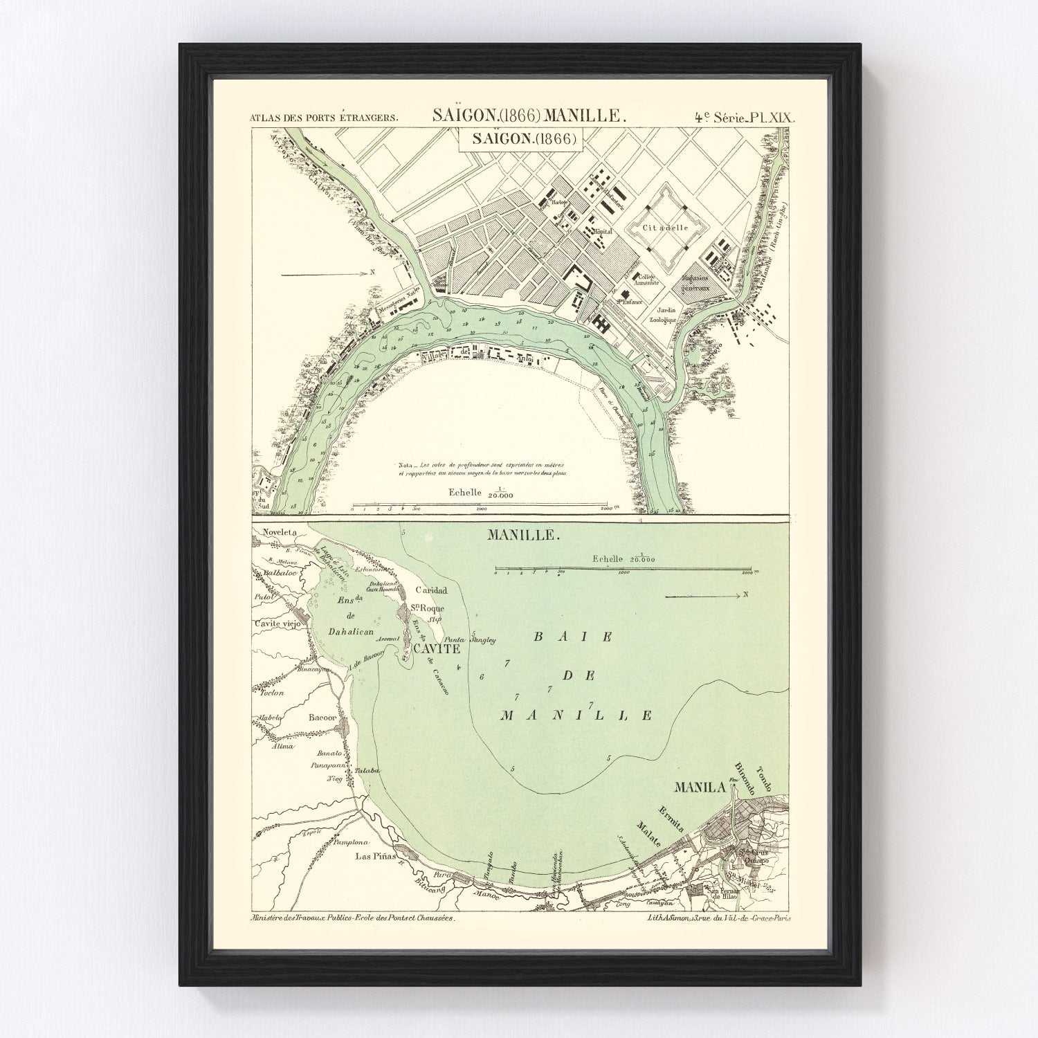 Vintage Map of Ho Chi Minh City, Vietnam 1866