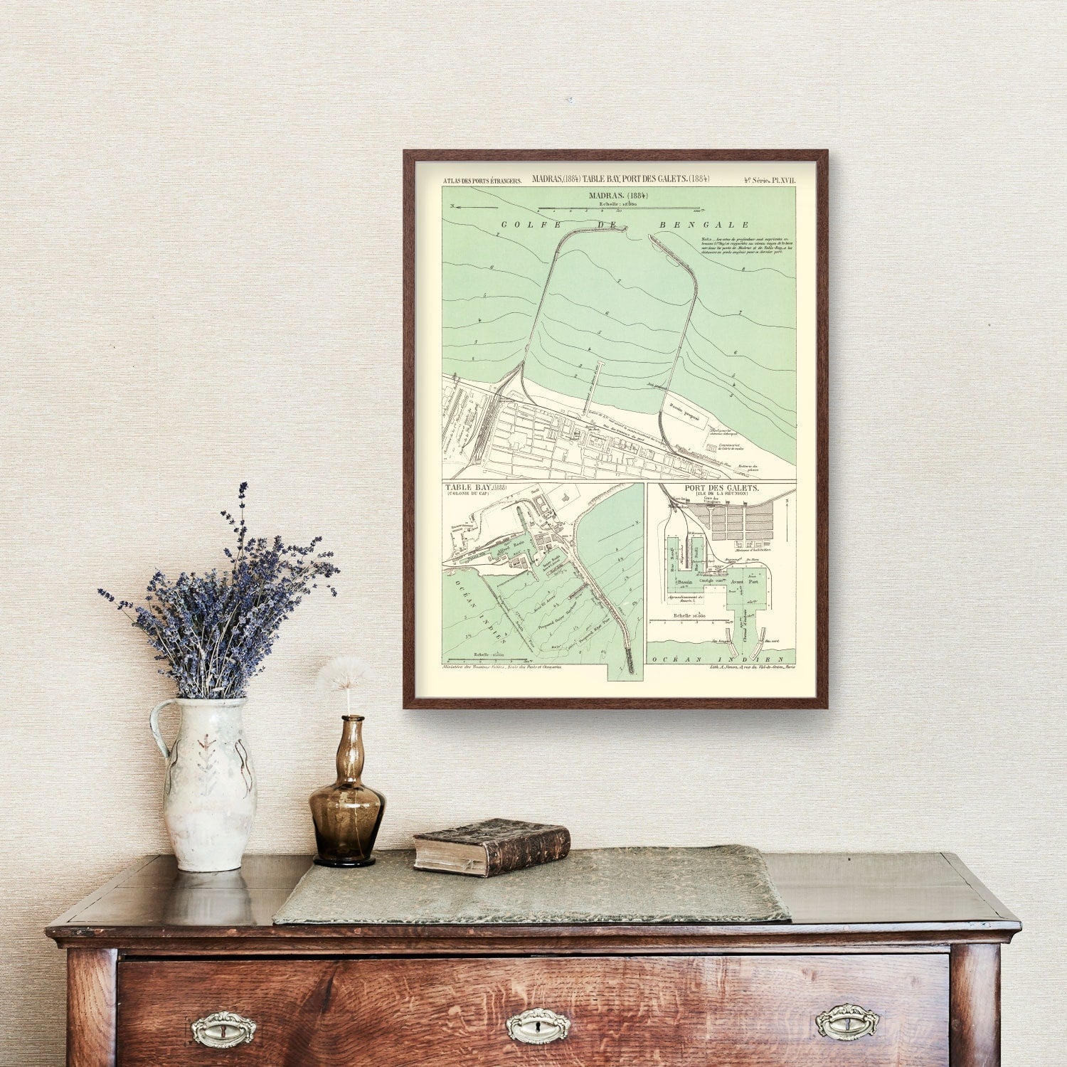 Vintage Map of Chennai, India 1884