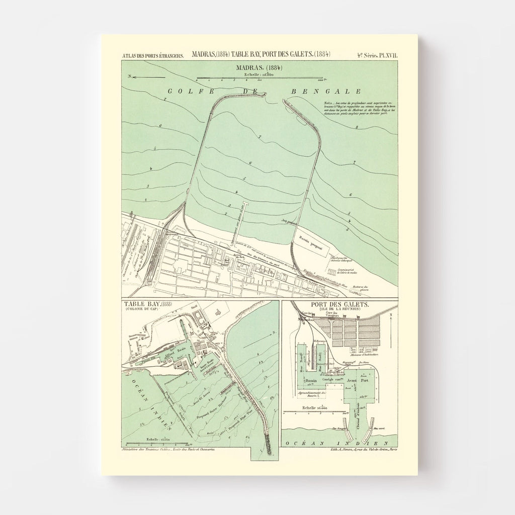 Vintage Map of Chennai, India 1884