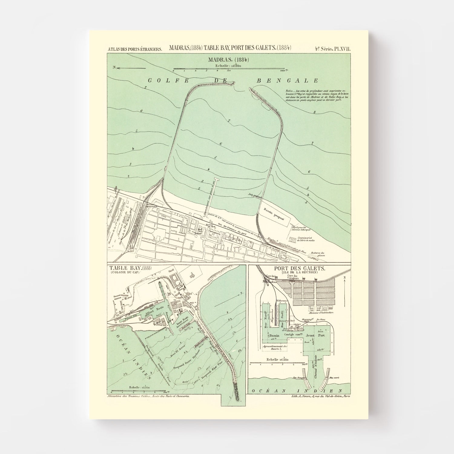 Vintage Map of Chennai, India 1884