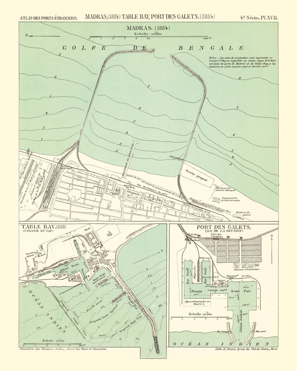 Vintage Map of Chennai, India 1884