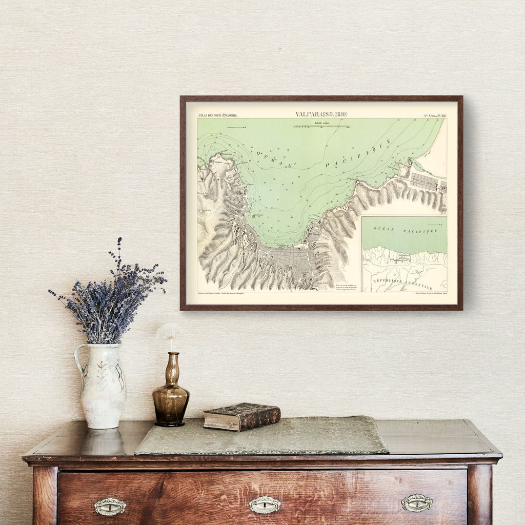 Vintage Map of Valparaíso, Chile 1880