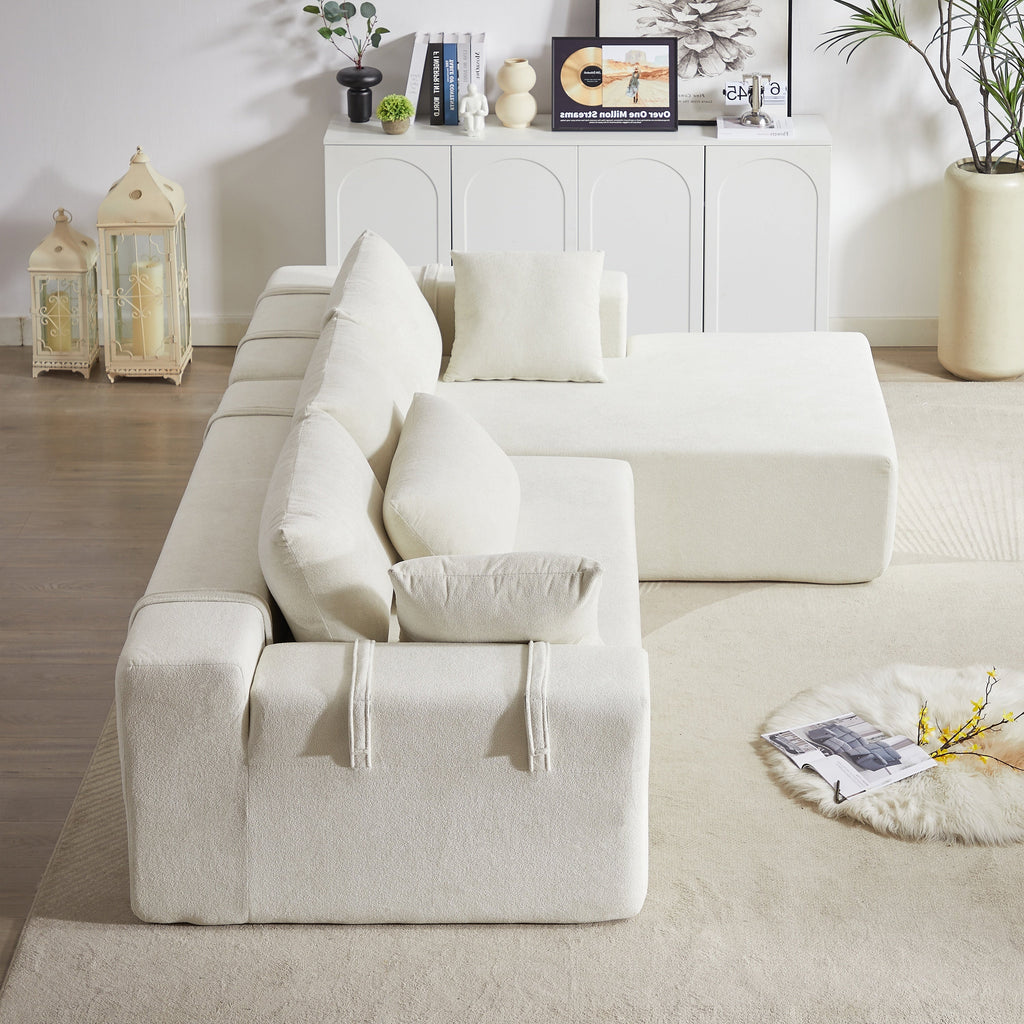 Modern Chenille Upholstered Sectional Sofa Couch Set,Modular 108' L Shaped Sectional Living Room Sofa Set With 6 Pillows,Free Combination Sofa Couch for Living Room,Bedroom