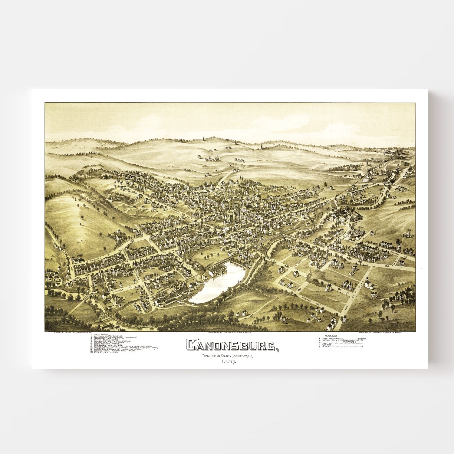 Vintage Map of Canonsburg, Pennsylvania 1897