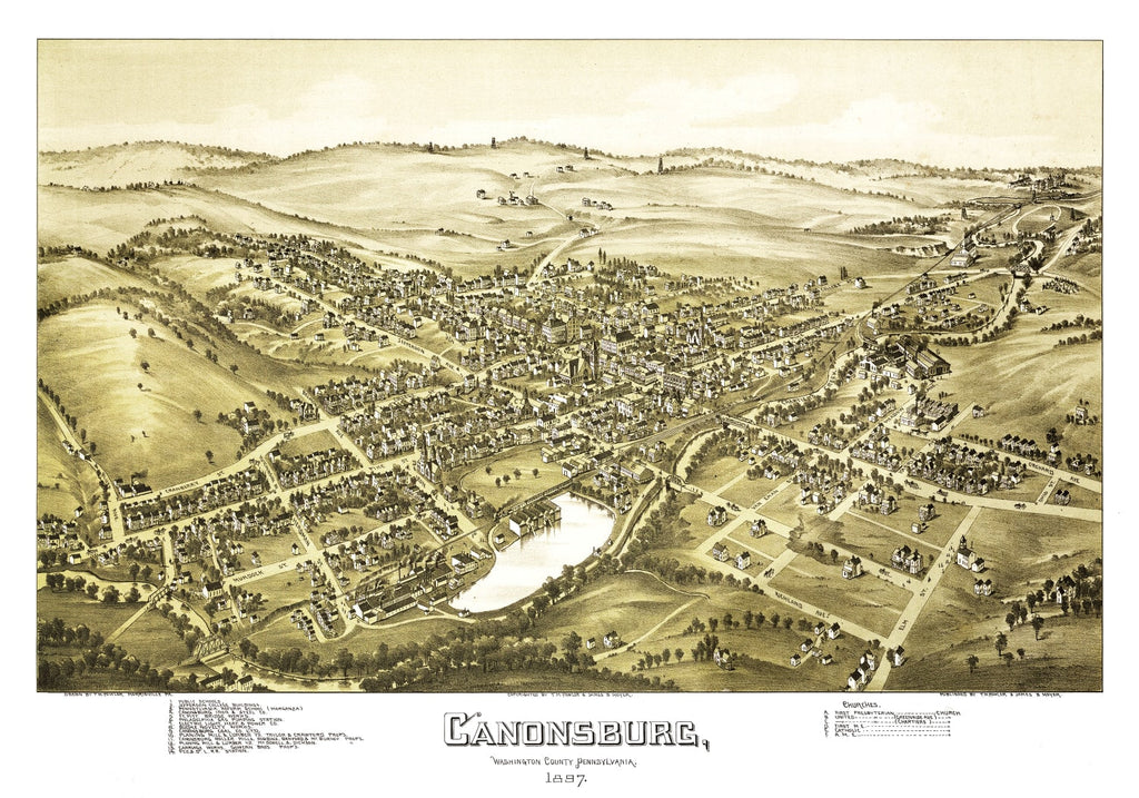 Vintage Map of Canonsburg, Pennsylvania 1897
