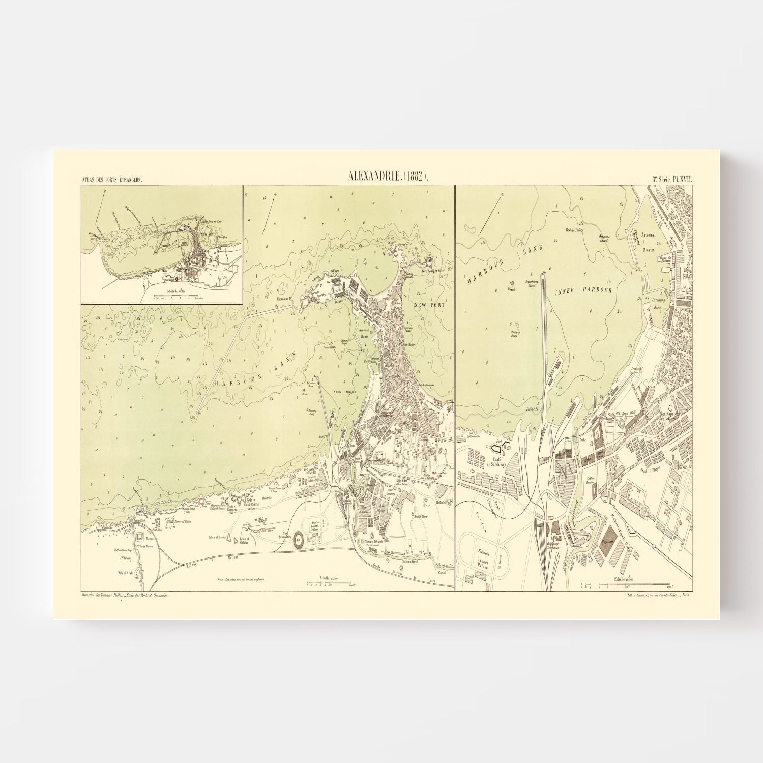 Vintage Map of Alexandria Egypt, 1882
