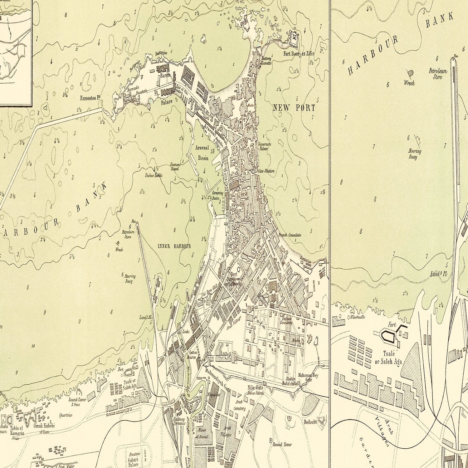 Vintage Map of Alexandria Egypt, 1882