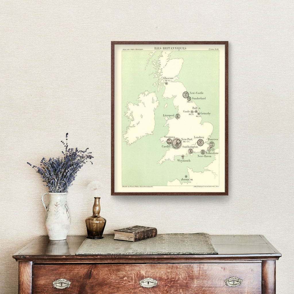 Vintage Map of British Isles, 1886
