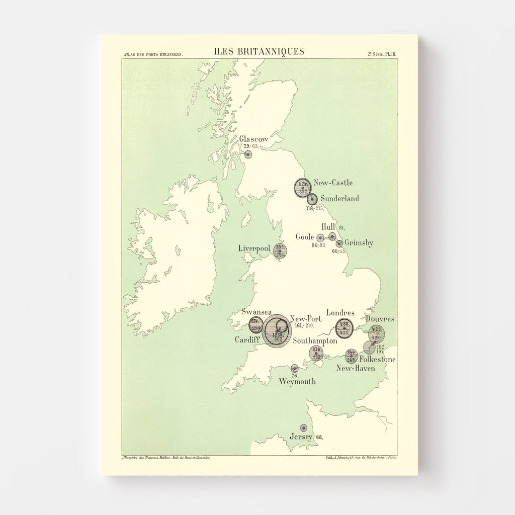 Vintage Map of British Isles, 1886