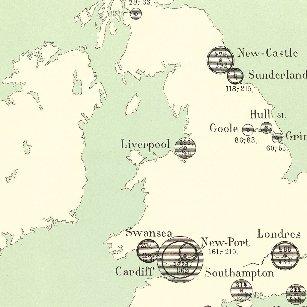 Vintage Map of British Isles, 1886