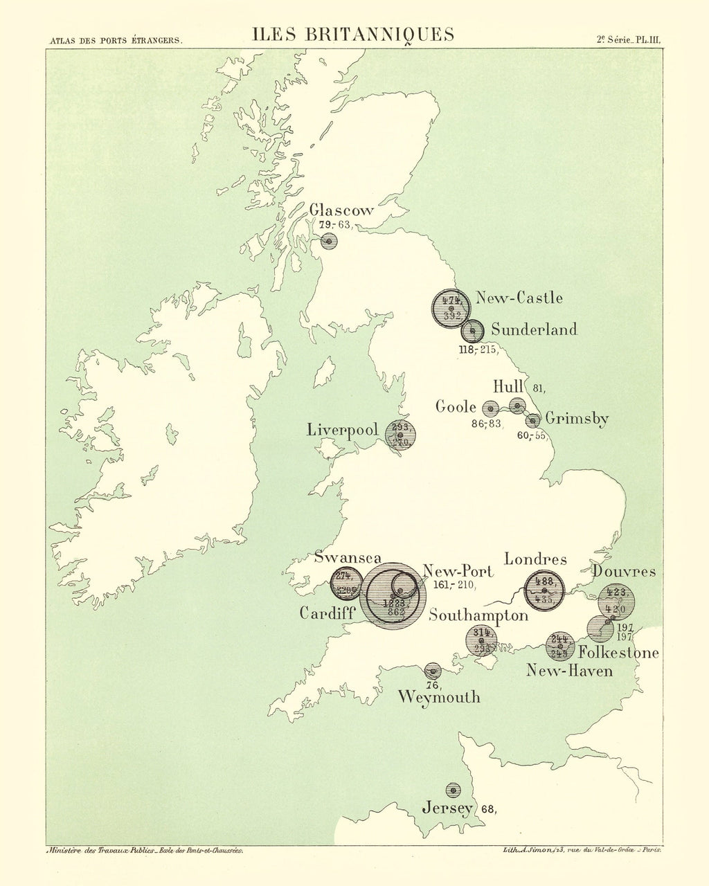 Vintage Map of British Isles, 1886