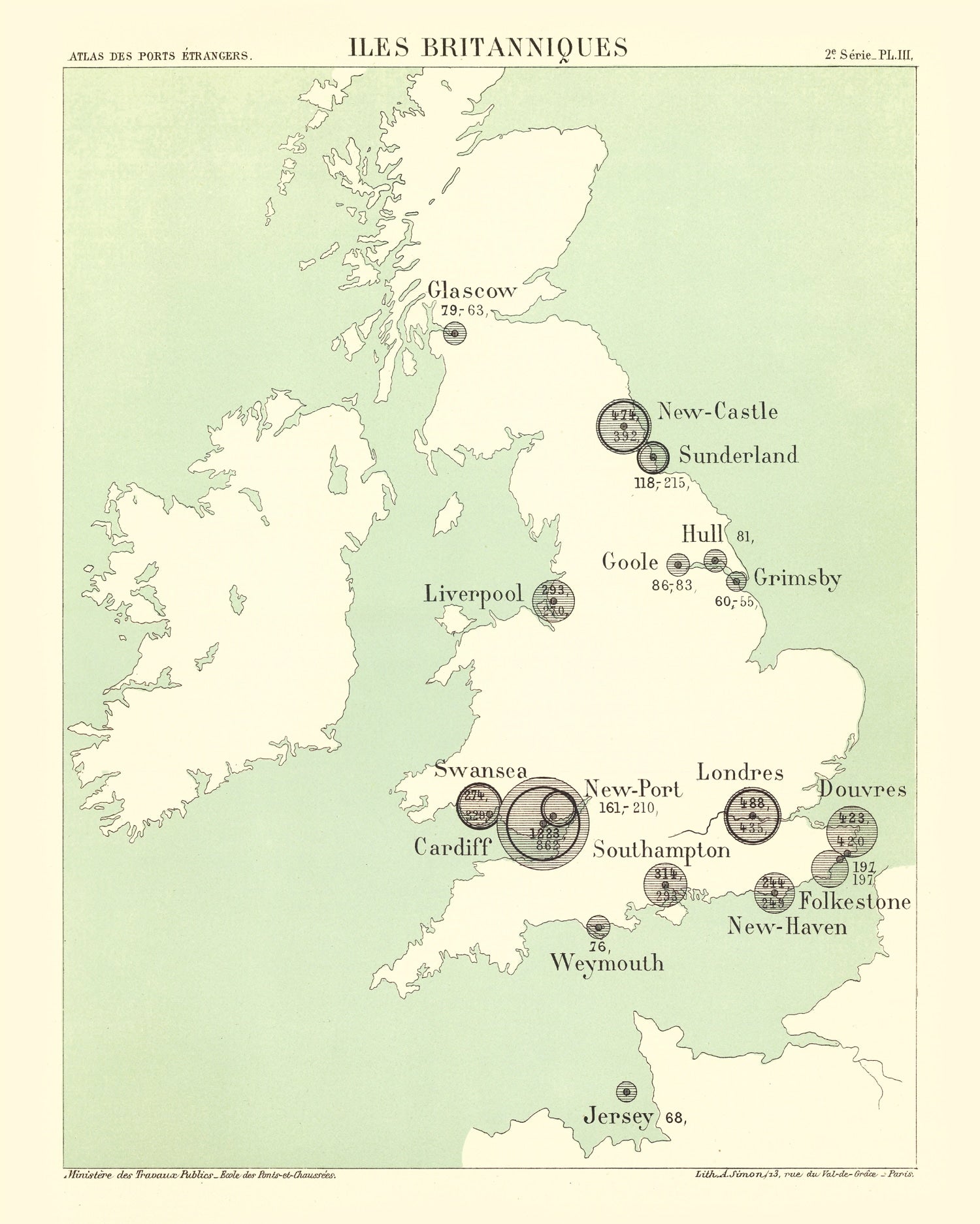 Vintage Map of British Isles, 1886