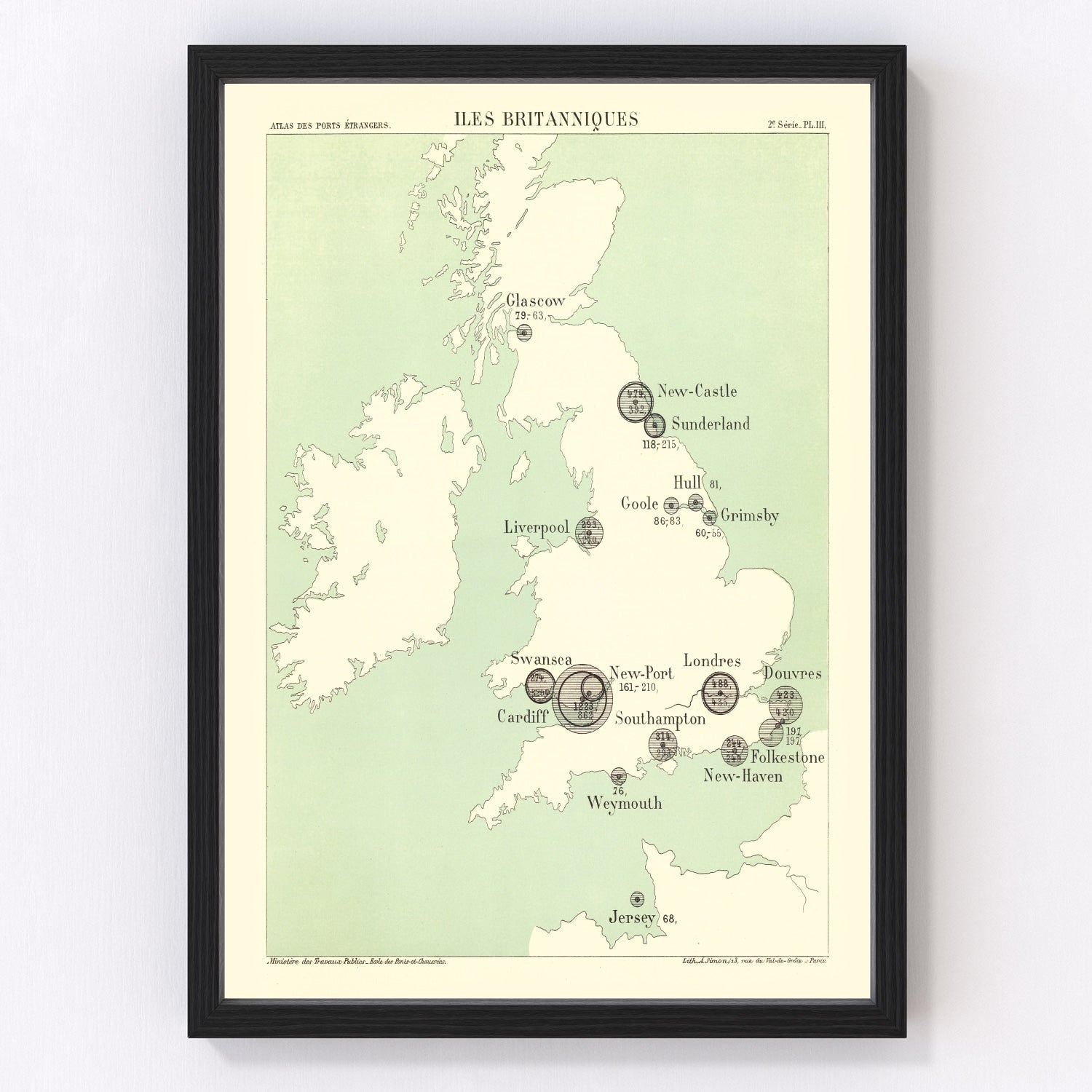 Vintage Map of British Isles, 1886