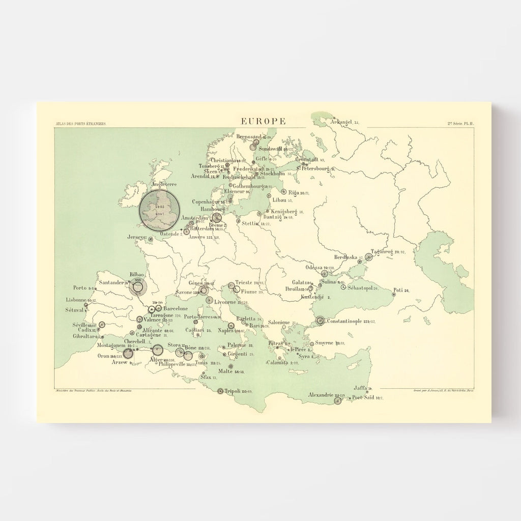 Vintage Europe Map 1886