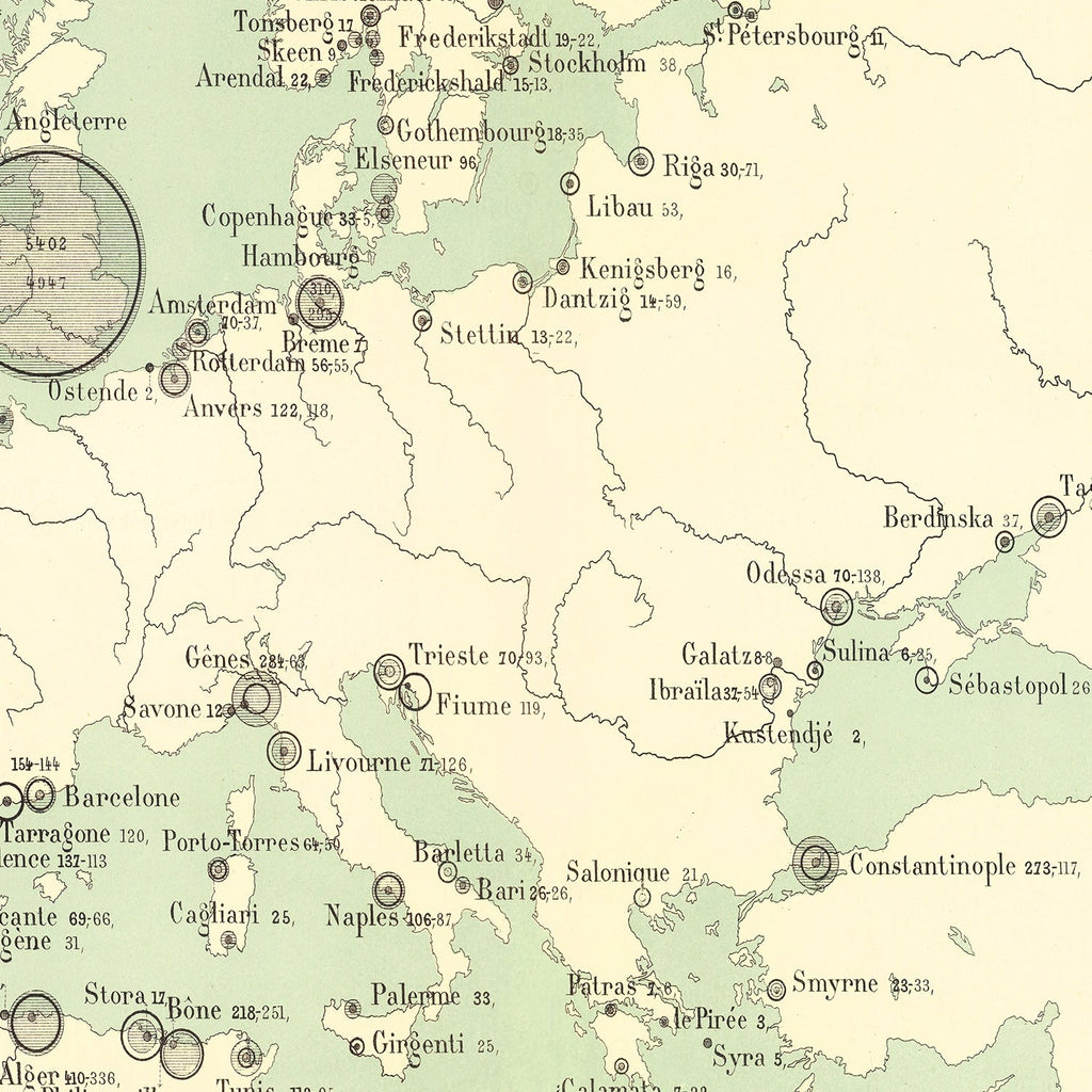 Vintage Europe Map 1886