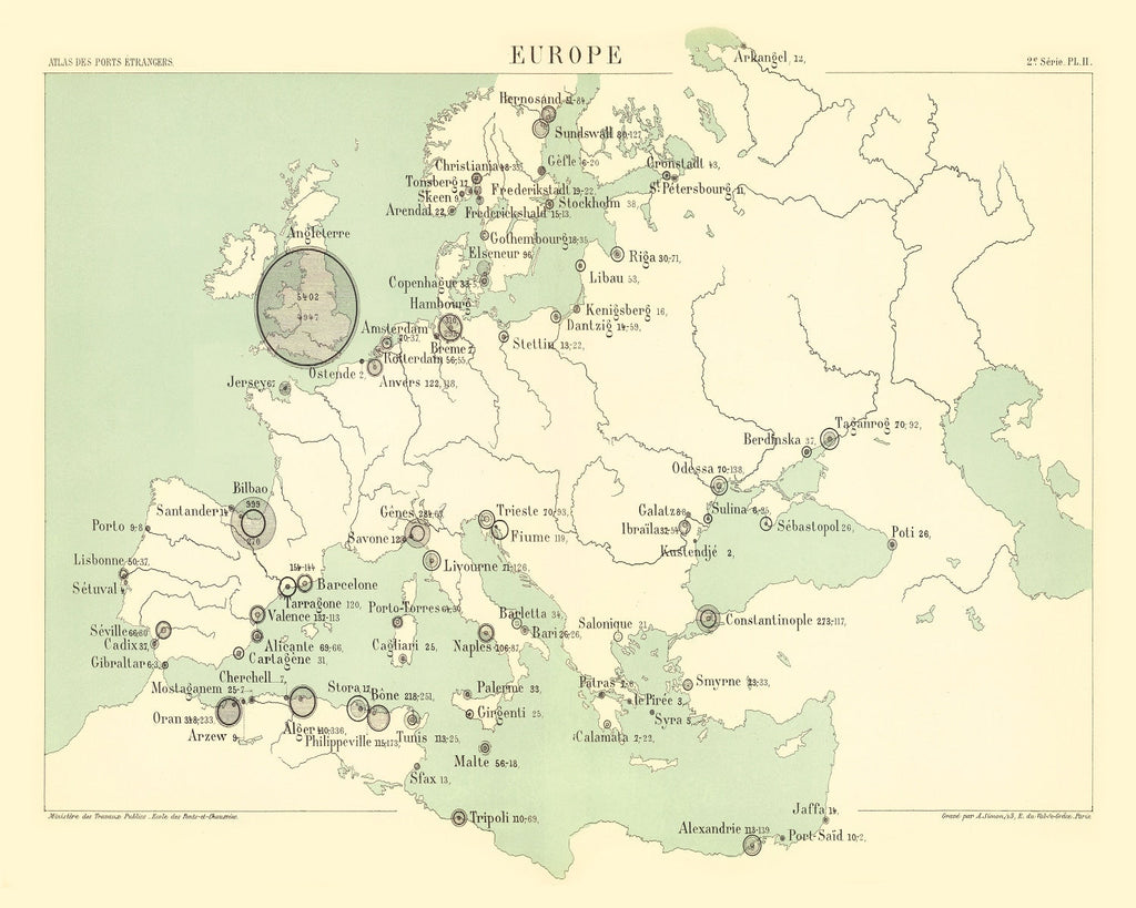 Vintage Europe Map 1886